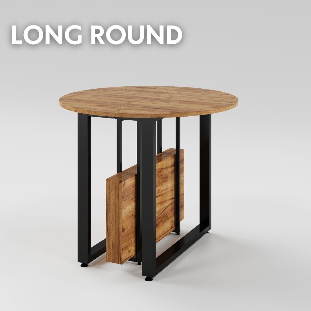 Разтегателна маса LONG round D2900 Дъб крафт голд/Черен