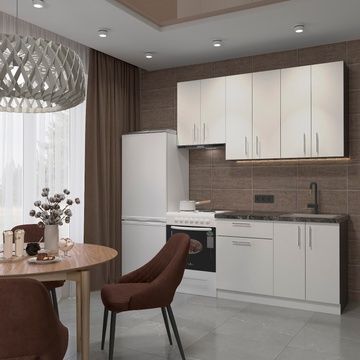 Готовая кухня Vitosha E-line ПДЧ3 180 Белый/Графит/Галакс &ndash; Готовые кухни, артикул ДСП3Р18.1 | Altek Mebel