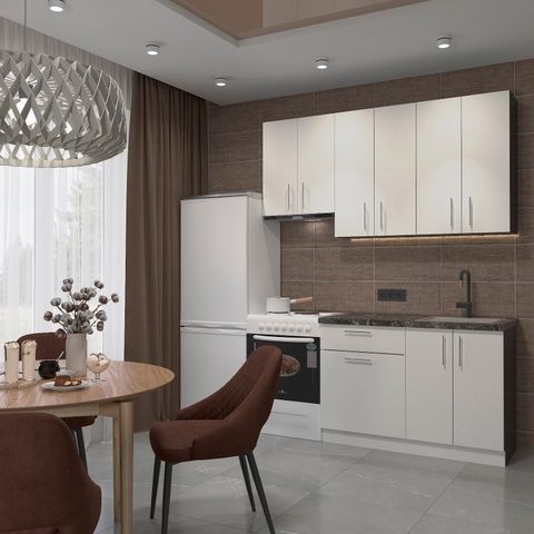 Готовая кухня Vitosha E-line ПДЧ3 180 Белый/Графит/Галакс &ndash; Готовые кухни, артикул ДСП3Р18.1 | Altek Mebel