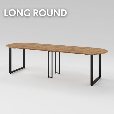 Разтегателна маса LONG round D2900 Дъб крафт голд/Черен