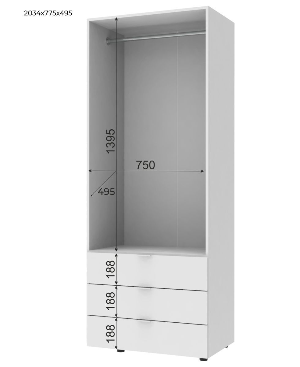 Комплект шкафов Gelar Cонома 2+2 ДСП 155х49,5х203,4 &ndash; Распашные шкафы, артикул 04-42002123 | Altek Mebel
