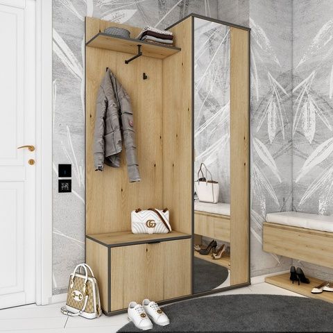 Портманто Dora Дъб Артизан 113,5x40x192 &ndash; Комбинирани мебели за антре, артикул 04-44900218 | Altek Mebel