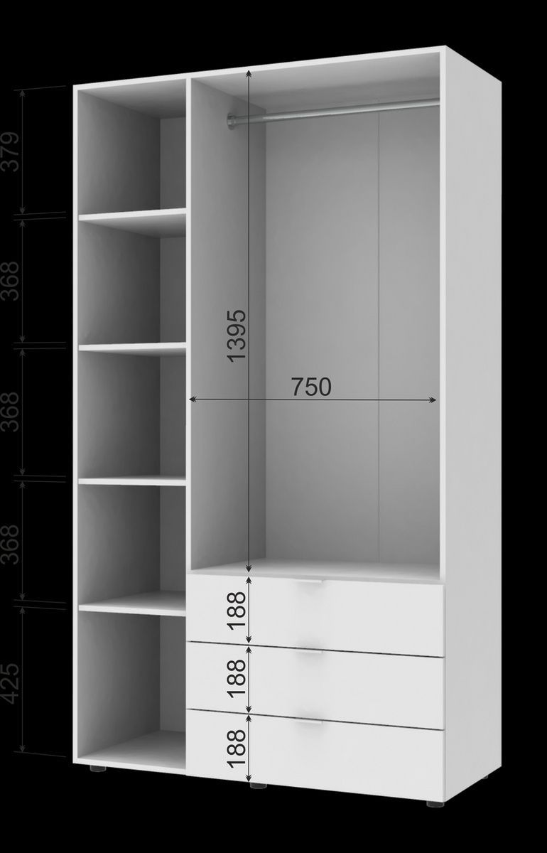 Комплект шкафов Gelar Белый 3+4 ДСП 271,2х49,5х203,4 &ndash; Распашные шкафы, артикул 04-42002120 | Altek Mebel