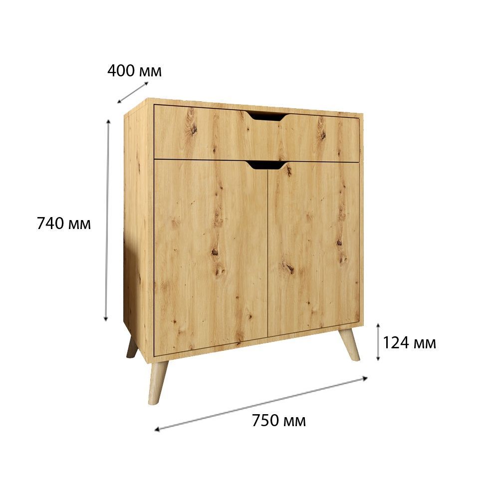 Комод Борн 750 Дуб Артизан (ножки белый) &ndash; Комоды, артикул MZN-031040 | Altek Mebel