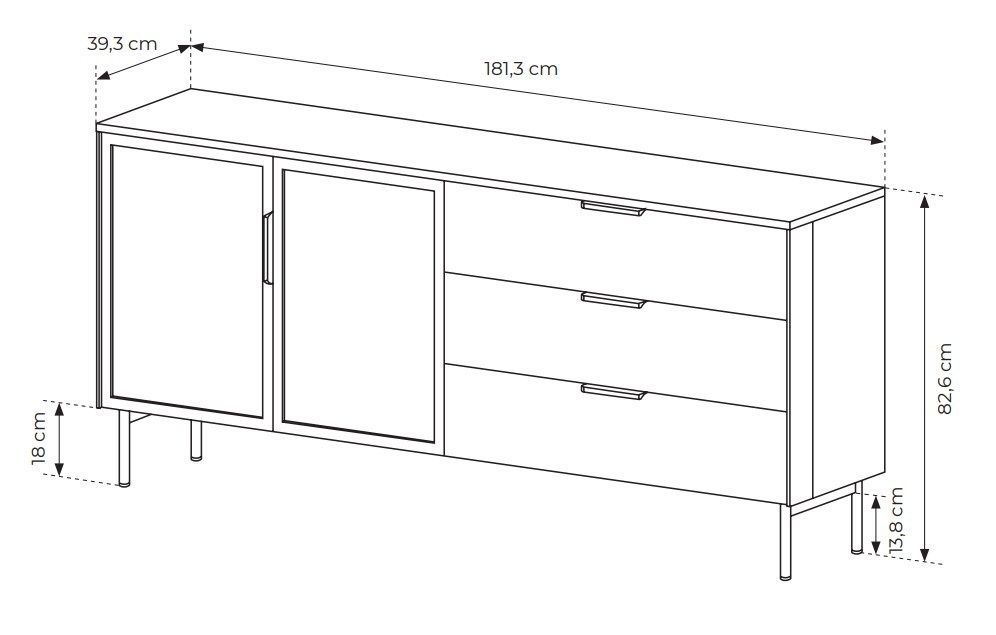 Скрин Lumi 2D3S/181 Дъб дунин &ndash; Скринове, артикул PFH-091385 | Altek Mebel