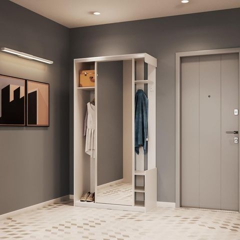 Портманто City One Door Бял 110x45x210 &ndash; Комбинирани мебели за антре, артикул 04-44900058 | Altek Mebel