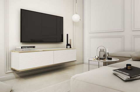 Тумба под ТВ навесная Oro RTV135 MDF 2D Белый &ndash; Секции и тумбы для телевизоров, артикул PFH-091354 | Altek Mebel