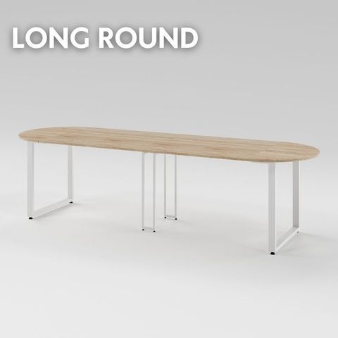 Разтегателна маса LONG round D3500 Дъб сонома/Бял