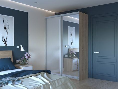 Шкаф купе City Лайт Дуб Cонома 2 Зеркала 150х60х225 &ndash; С раздвижными дверями, артикул 44900073 | Altek Mebel