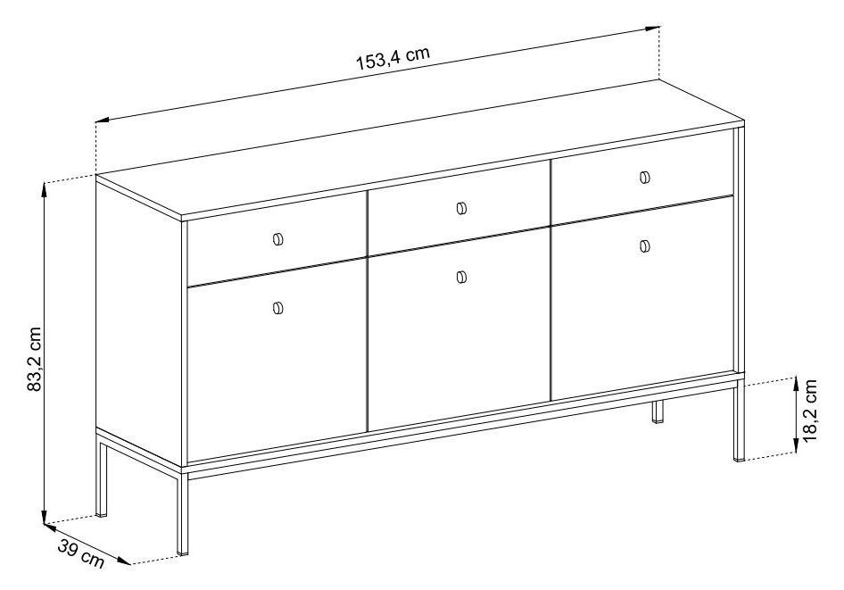 Скрин Mono MKSZ154 3D3S Бежов Пясъчен (Златни крачета) &ndash; Скринове, артикул PFH-091207 | Altek Mebel