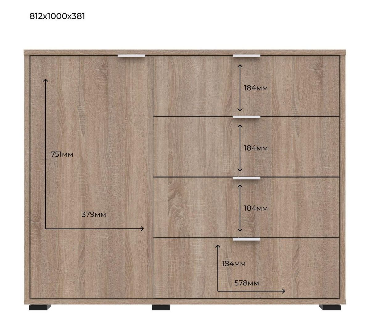 Комод GС1 Дуб Cонома 100х40х81,2 &ndash; Комоды, артикул 04-41510077 | Altek Mebel