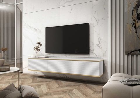 Тумба под ТВ навесная Oro RTV175 MDF 3D Белый &ndash; Секции и тумбы для телевизоров, артикул PFH-091364 | Altek Mebel