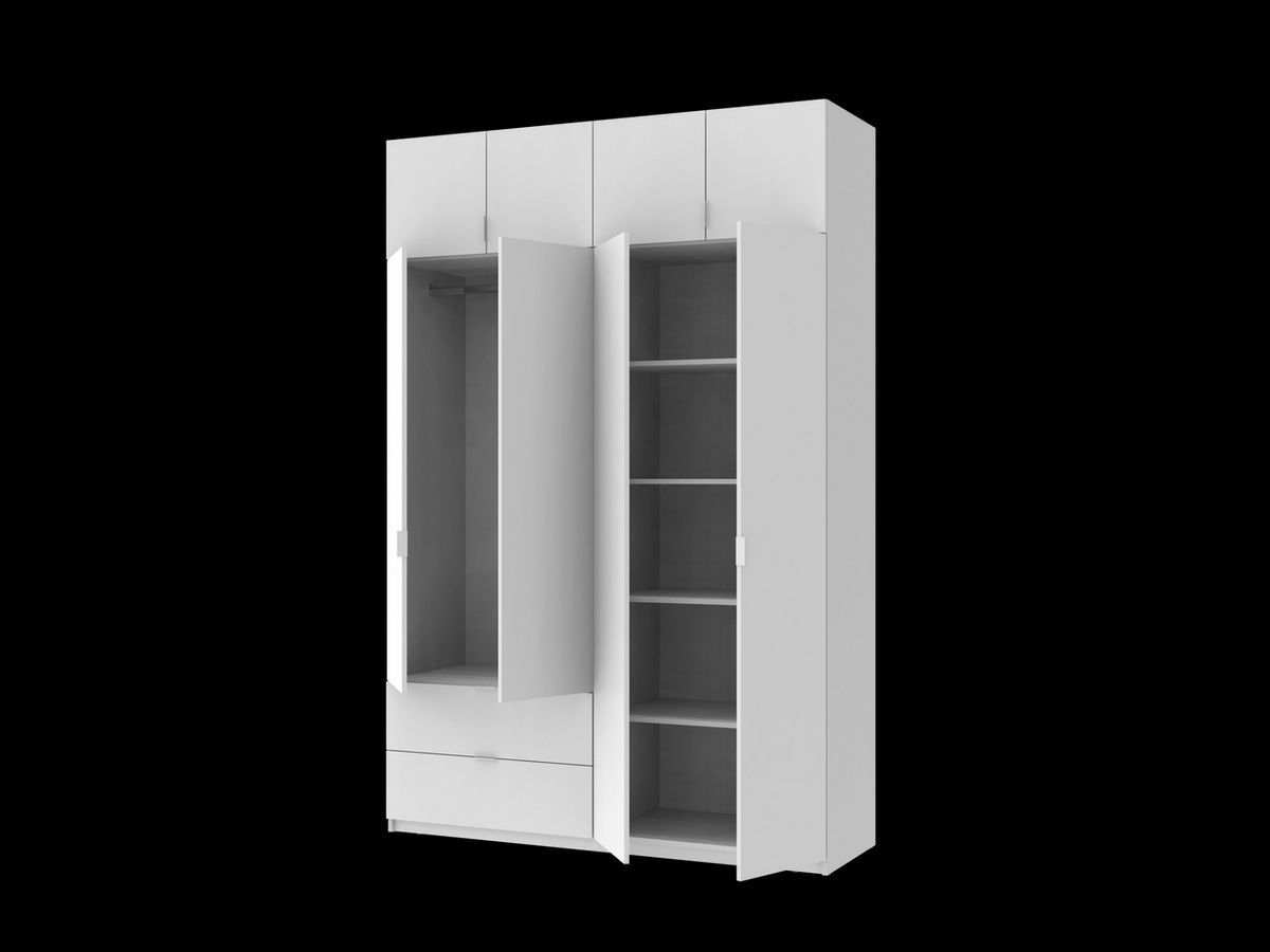 Шкаф распашной с антресолью Lukas 160х50х240 Белый &ndash; Распашные шкафы, артикул 04-80737067 | Altek Mebel