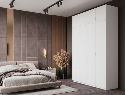 Гардероб с  надстройка Lukas 160x50x240 Бял &ndash; Гардероби с панти, артикул 04-80737067 | Altek Mebel
