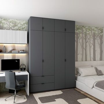 Шкаф распашной с антресолью Lukas 160х50х240 Графит &ndash; Распашные шкафы, артикул 04-80736287 | Altek Mebel