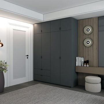 Шкаф распашной с антресолью Lukas 180х50х240 см Графит &ndash; Распашные шкафы, артикул 04-80736288 | Altek Mebel