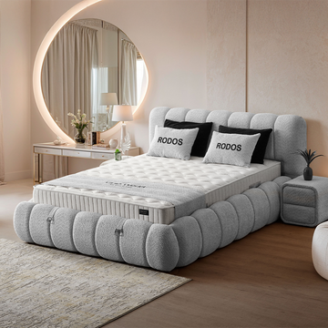 КРОВАТЬ RODOS 140X200 BUKLET 325326 (СВ.СЕРЫЙ 326) &ndash; Кровати, артикул 3560373 | Altek Mebel