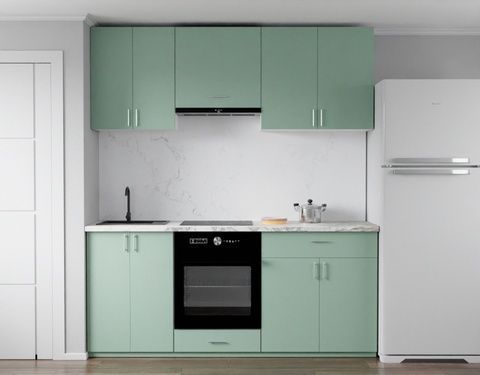 Готова кухня Iskar E-line МДФ 200 Мента матов/Бял &ndash; Готови кухни, артикул MDF3R.20.1 | Altek Mebel