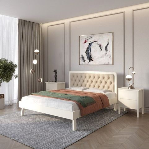 Полуторная кровать Токио Айвори 140&times;190 см &ndash; Кровати, артикул MBG-50006 | Altek Mebel