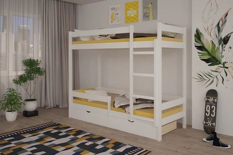 Двухъярусная кровать Атланта мини 80х190 без ящиков белый &ndash; Односпальные кровати, артикул MBG-50058 | Altek Mebel