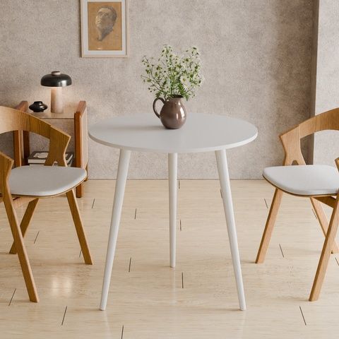 Маса кръгла СЕТ-3 бял/бял &ndash; Трапезни маси, артикул 1-10010-1 | Altek Mebel