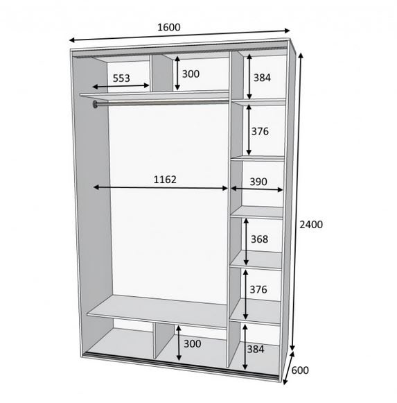 ШКАФ-КУПЕ СОЛОМИЯ 1600 ВЕНГЕ, АЛТЕК ИНВЕСТ 1-100009 Altek mebel