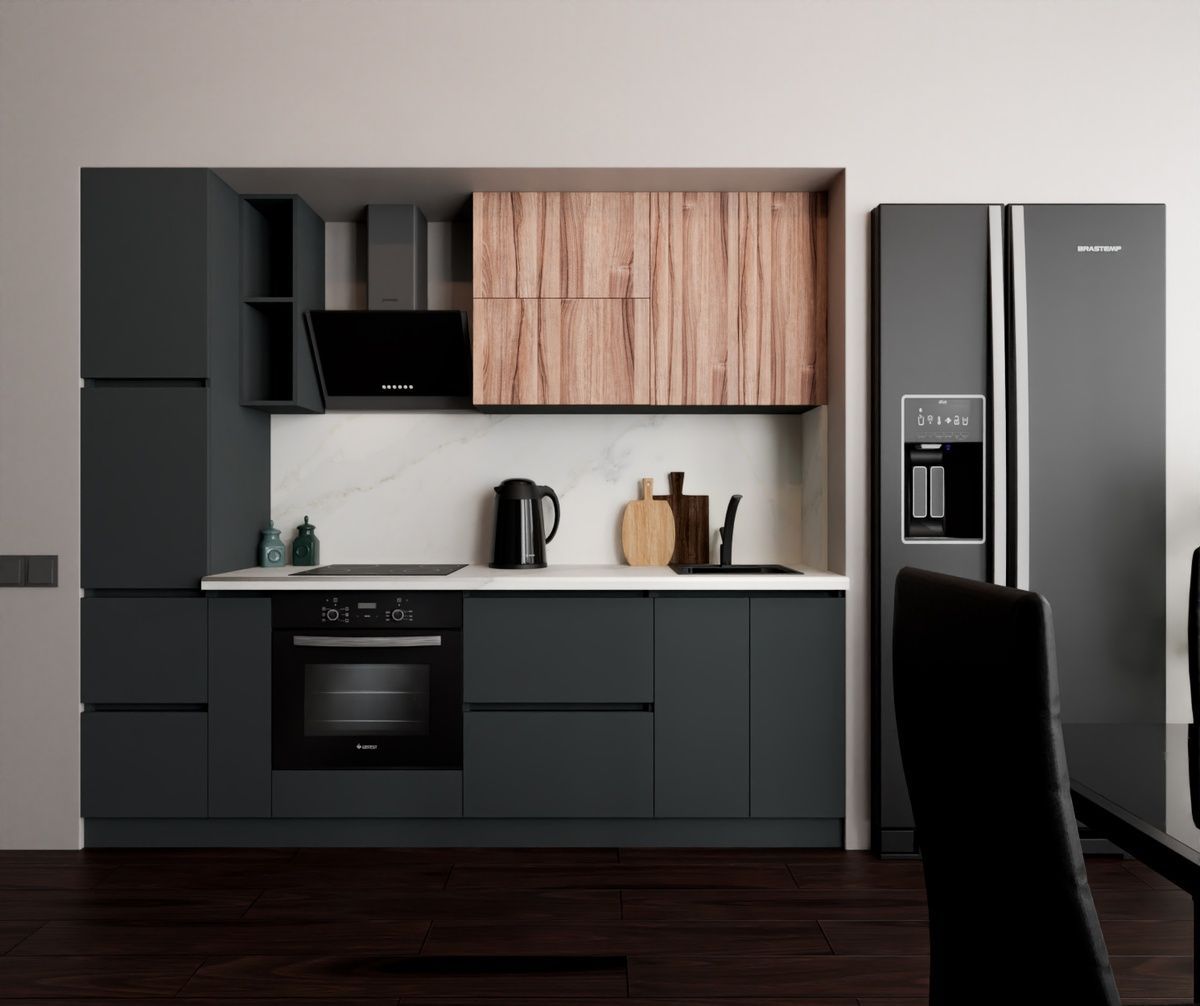 Готова кухня Arda E-line МДФ 240 Орех/Графит &ndash; Готови кухни, артикул MDF5N.24.3 | Altek Mebel