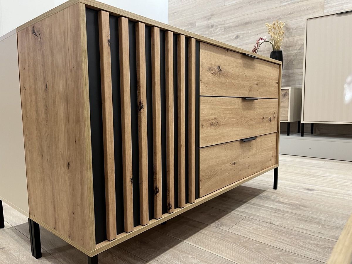 Комод Italy 1D3S/138 Дуб артизан/Антрацит &ndash; Комоды, артикул PFH-091096 | Altek Mebel