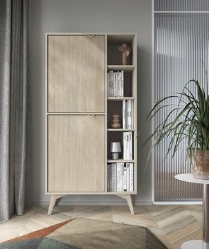 Стеллаж Forest RG80 2-дверный Бежевый песочный/скандинавская пихта &ndash; Полки и стеллажи, артикул PFH-091480 | Altek Mebel