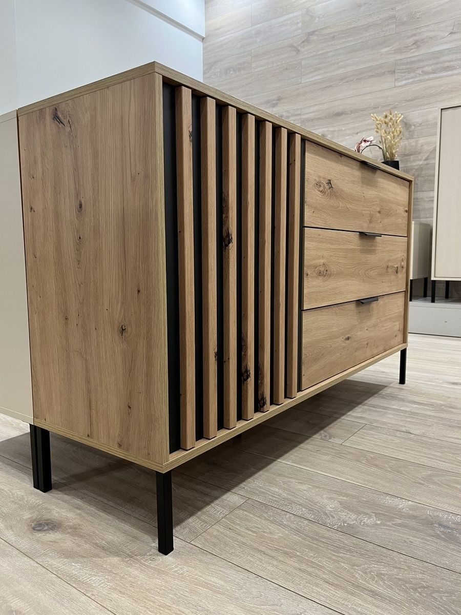 Комод Italy 1D3S/138 Дуб артизан/Антрацит &ndash; Комоды, артикул PFH-091096 | Altek Mebel