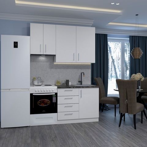 Готовая кухня Rhodopes E-line ПДЧ3 160 Белый &ndash; Готовые кухни, артикул ДСП3Р16.1 | Altek Mebel