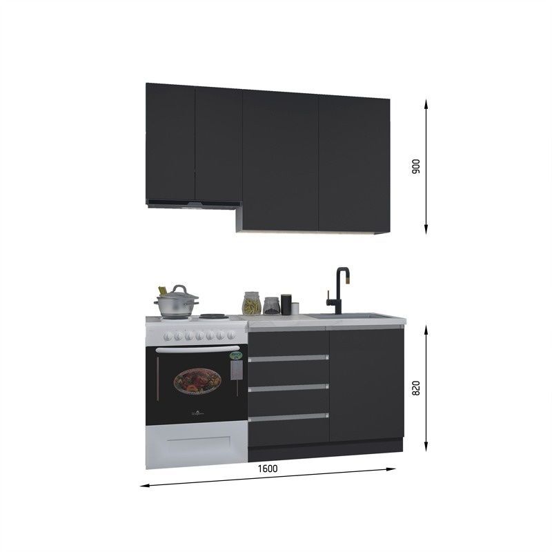 Готова кухня Rhodopes E-line ПДЧ3 160 Дъб крафт голд &ndash; Готови кухни, артикул ДСП3Р16.2 | Altek Mebel