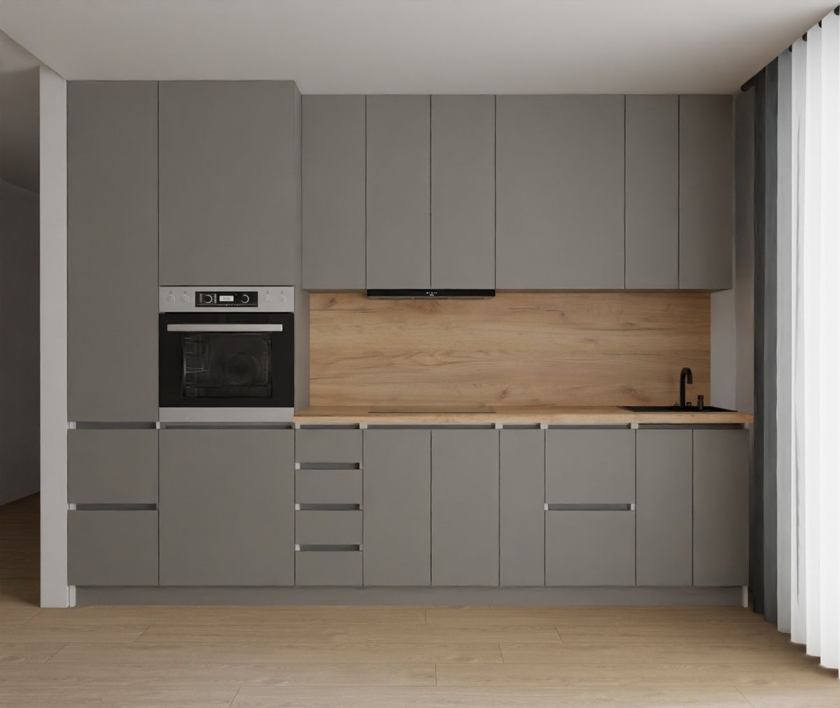Готова кухня Kaliakra E-line МДФ 310 Тъмносив &ndash; Готови кухни, артикул MDF7N.31.2 | Altek Mebel
