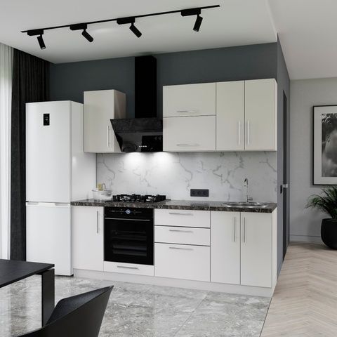 Готова кухня Elegance E-line ПДЧ2 220 Бял &ndash; Готови кухни, артикул ДСП2Р22.1 | Altek Mebel