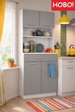 Бюфет DAVIS бяло/сиво &ndash; Кухненски шкафове и модули, артикул ERM016801-1 | Altek Mebel