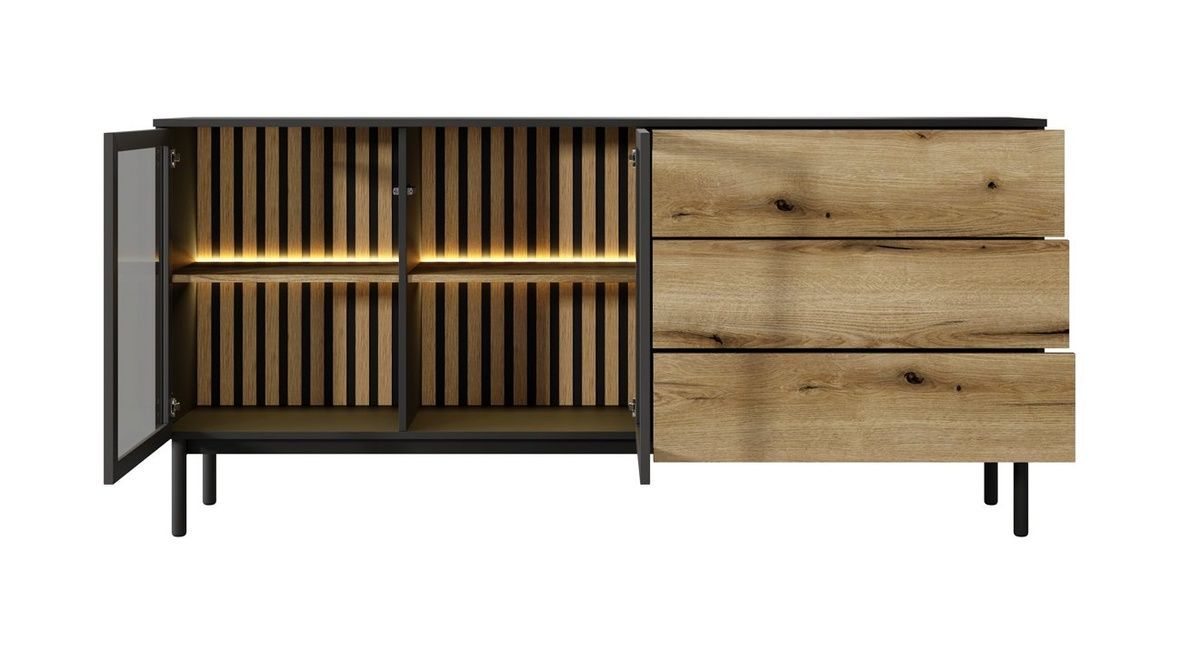 Комод Lang 2D3S/180 Черный/Дуб евок &ndash; Комоды, артикул PFH-091142 | Altek Mebel