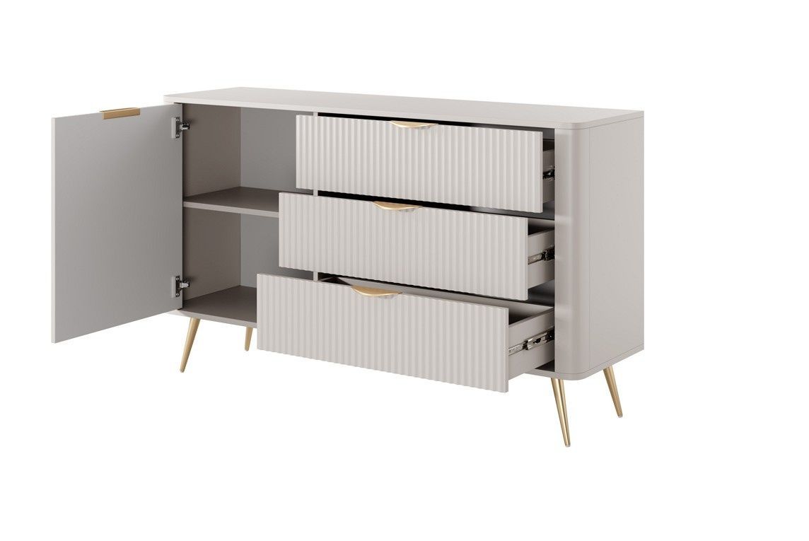 Комод Lante 1D3S/138 Бежевый (золотые ножки) &ndash; Комоды, артикул PFH-091116 | Altek Mebel