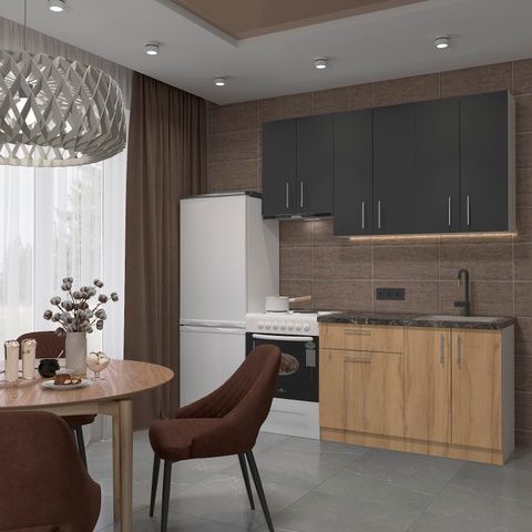 Готовая кухня Osogovo E-line ПДЧ3 180 Дуб крафт голд/Графит &ndash; Готовые кухни, артикул ДСП3Б18.2 | Altek Mebel