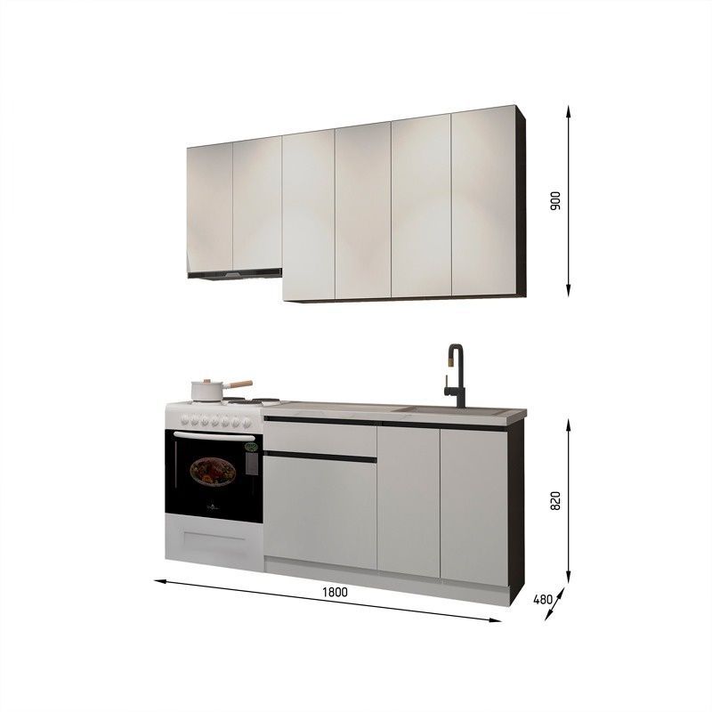Готова кухня Osogovo E-line ПДЧ3 180 Дъб крафт голд/Бял &ndash; Готови кухни, артикул ДСП3Б18.1 | Altek Mebel