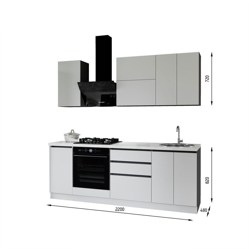 Готова кухня Fusion E-line ПДЧ2 220 Сив Камък/Симфония &ndash; Готови кухни, артикул ДСП2Б22.7 | Altek Mebel