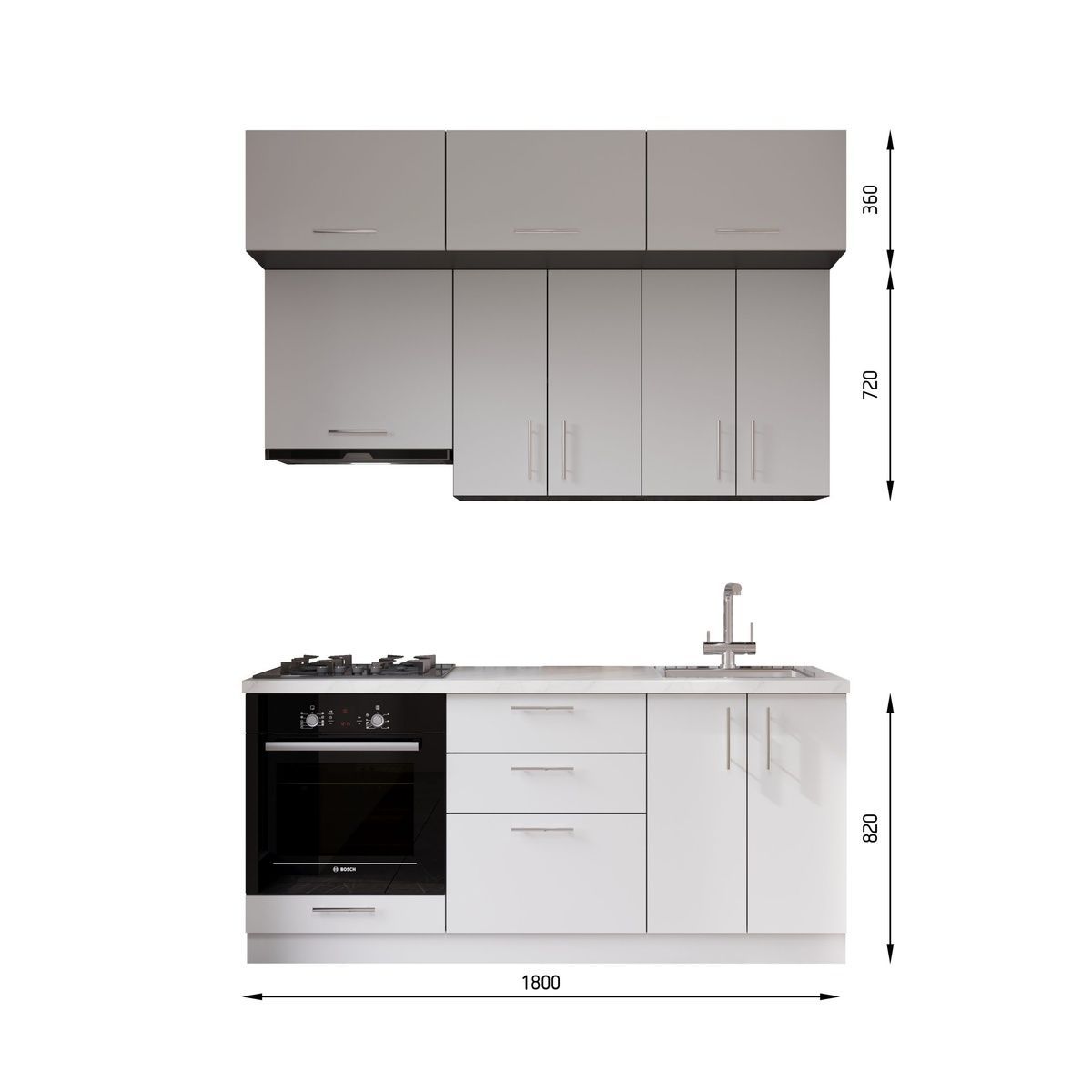 Готовая кухня Prestige E-line ПДЧ 180 Дуб крафт голд &ndash; Готовые кухни, артикул ДСП1Р18.2 | Altek Mebel